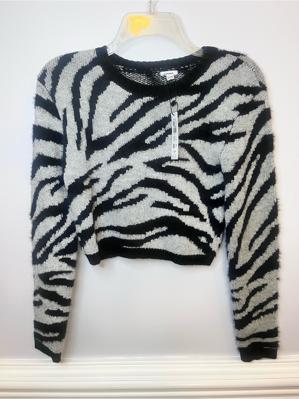 Garage Black & Gray Zebra-Print Crewneck Sweater